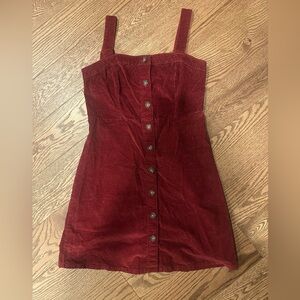Hollister Burgundy Corduroy Button-Front Mini Dress